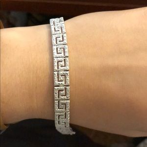 New Sterling silver Greek Key plate bracelet